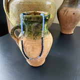 Navy and light blue glass bead necklace
