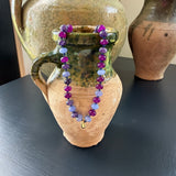 Rondelle mixed glass purple necklace