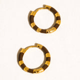 Avielle 18K Gold Vintage Enamel Hoop Earring: Brown