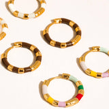 Avielle 18K Gold Vintage Enamel Hoop Earring: Brown