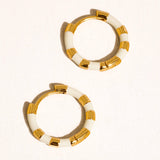 Avielle 18K Gold Vintage Enamel Hoop Earring: White