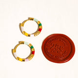 Avielle 18K Gold Vintage Enamel Hoop Earring: Brown
