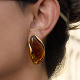 Maélie 18K Gold Non-Tarnish Resin Drop Earrings: Yellow Gold