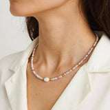 Swank Boho Beaded Pearl Necklace: Multi-Coloured