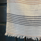 Woven Stripe Tea Towel- Grey and Terracotta